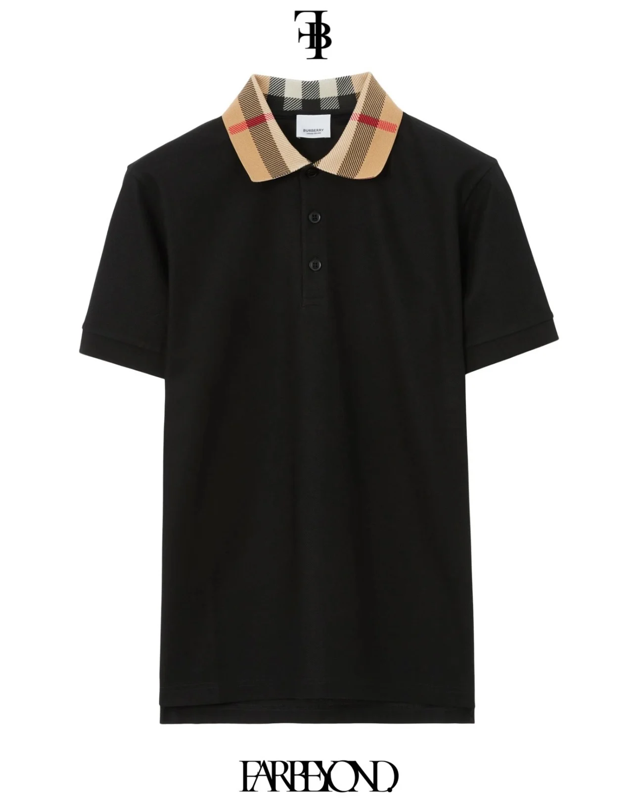 Burberry - Checked-Collar Cotton Polo Shirt - Black