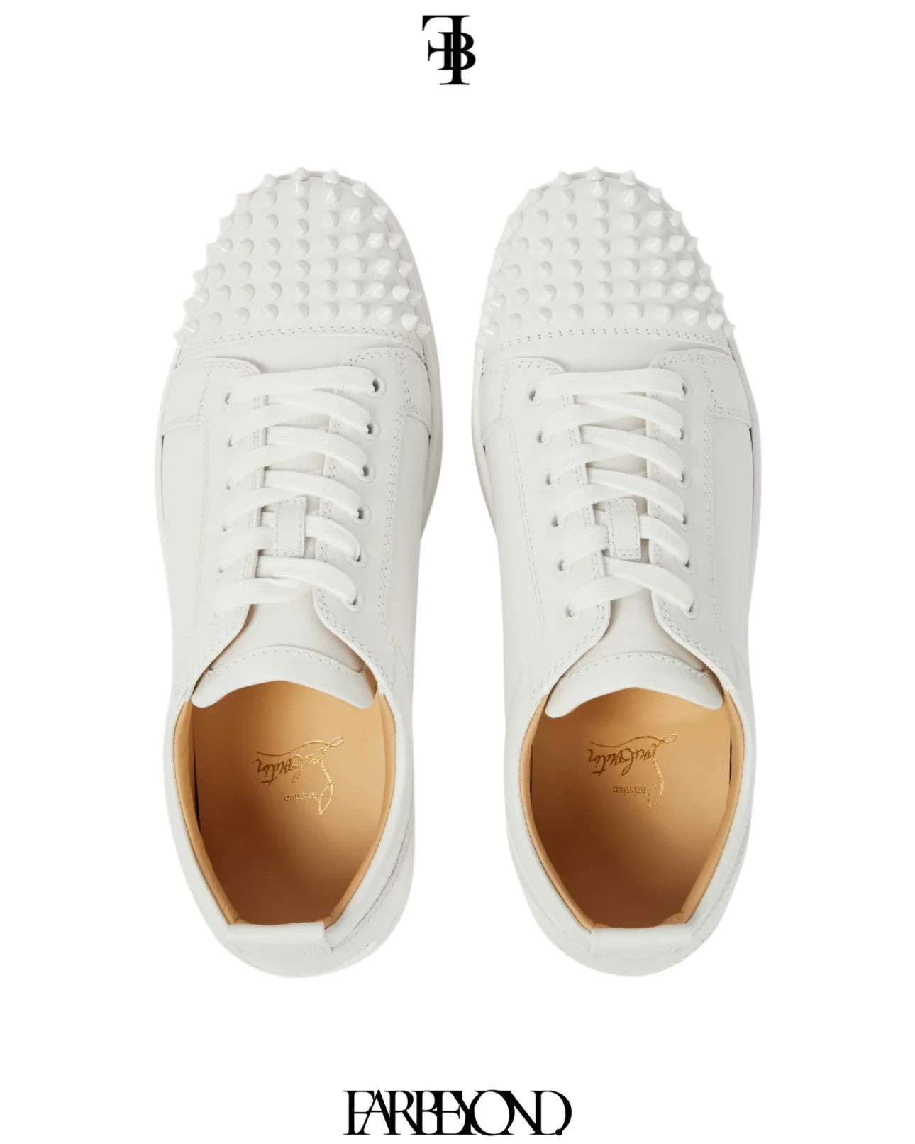 Christian Louboutin - Louis Junior Spikes Suede Sneakers - White - Image 3