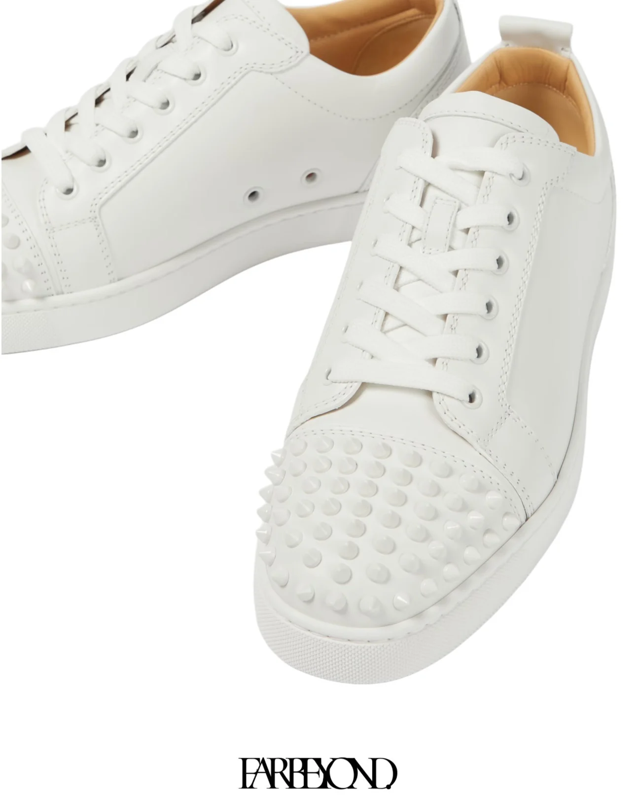Christian Louboutin - Louis Junior Spikes Suede Sneakers - White - Image 4