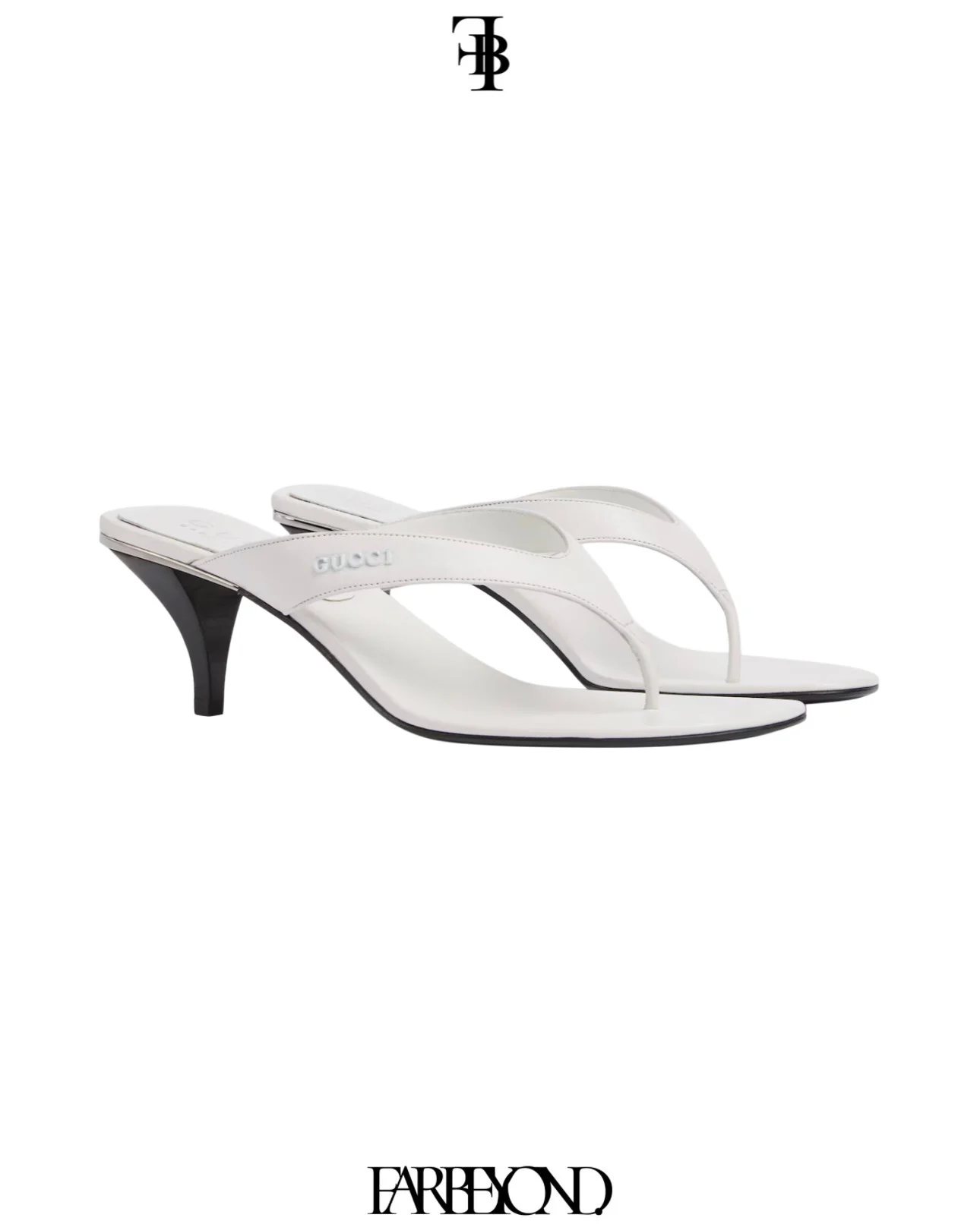 Gucci Vittoria White Leather Thong - Image 2